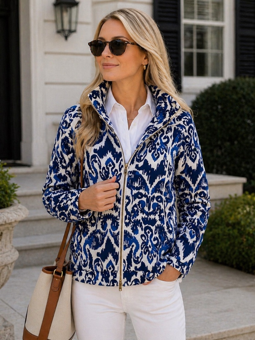 Lilly Pulitzer Angela Flamingo Print Full Zip Jacket Sz XS Beach Resort Vacation